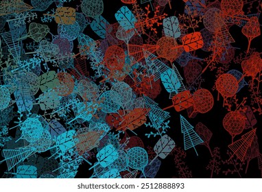 Dark Blue, Red vector elegant wallpaper with trees, branches. Doodle illustration with trees in Origami style. Brand new design for your business.