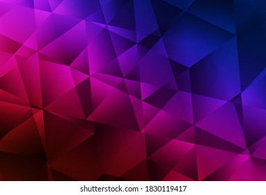 Dark Blue, Red vector gradient triangles pattern. Geometric illustration in Origami style with gradient.  Completely new template for your banner.