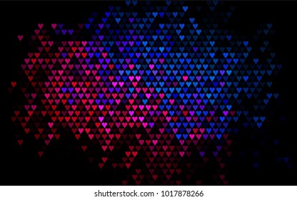 Dark Blue, Red vector greeting Card Happy Valentine's Day. Pattern with isolated hearts on the white background. Colored illustration for your banner, website, advert.