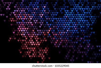 Dark Blue, Red vector greeting Card Happy Valentine's Day. Pattern with isolated hearts on the white background. Colored illustration for your banner, website, advert.