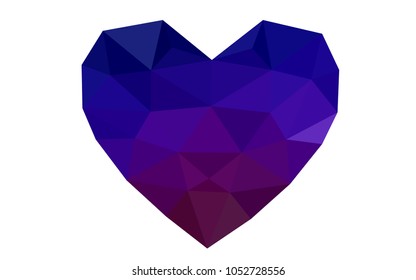 Dark Blue, Red vector greeting Card Happy Valentine's Day. Lettering with hearts on the white polygonal background. Colored triangular illustration for your business.