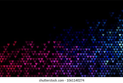 Dark Blue, Red vector greeting Card Happy Valentine's Day. Pattern with isolated hearts on the white background. Colored illustration for your banner, website, advert.