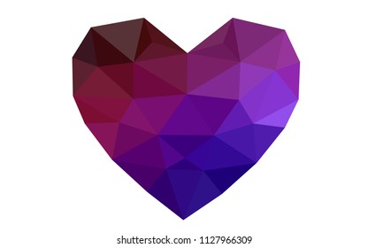 Dark Blue, Red vector greeting Card Happy Valentine's Day. Lettering with hearts on the white polygonal background. Colored triangular illustration for your business.