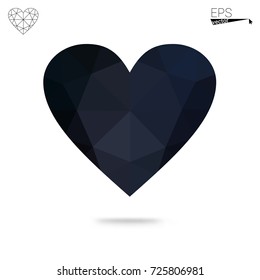 Dark Blue, Red vector greeting Card Happy Valentine's Day. Lettering with hearts on the white polygonal background. Colored triangular illustration for your business.