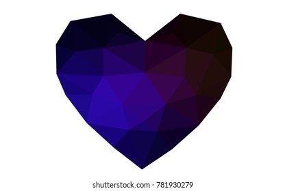 Dark Blue, Red vector greeting Card Happy Valentine's Day. Lettering with hearts on the white polygonal background. Colored triangular illustration for your business.