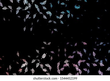Dark Blue, Red vector hand painted pattern. New colorful illustration in doodle style with leaves. Pattern for wallpapers and coloring books.