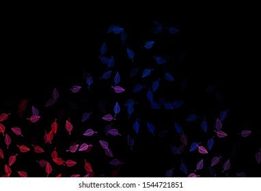 Dark Blue, Red vector hand painted backdrop. Decorative illustration with abstract colorful leaves. Hand painted design for wrapping, wallpaper.