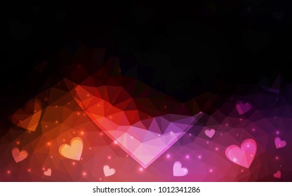 Dark Blue, Red vector heart isolated on white background. Geometric rumpled triangular low poly origami style gradient graphic illustration. Polygonal design for your business.