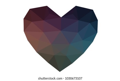 Dark Blue, Red vector heart isolated on white background. Geometric rumpled triangular low poly origami style gradient graphic illustration. Polygonal design for your business.