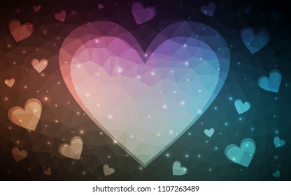 Dark Blue, Red vector heart isolated on white background. Geometric rumpled triangular low poly origami style gradient graphic illustration. Polygonal design for your business.