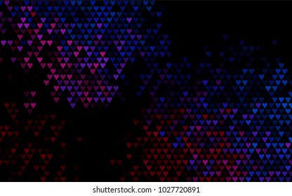 Dark Blue, Red vector hearts isolated on white background. Cool pattern in origami style with gradient for Valentine day. Graphic illustration for your business design.