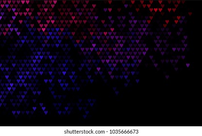 Dark Blue, Red vector hearts isolated on white background. Cool pattern in origami style with gradient for Valentine day. Graphic illustration for your business design.