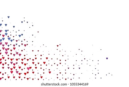 Dark Blue, Red vector hearts isolated on white background. Cool pattern in origami style with gradient for Valentine day. Graphic illustration for your business design.