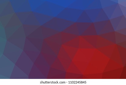 Dark Blue, Red vector hexagon mosaic triangle mosaic. A completely new color illustration in a vague style. Triangular pattern for your business design.