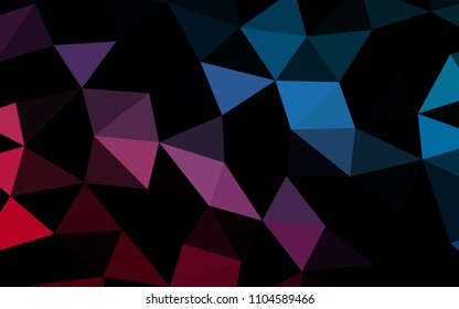 Dark Blue, Red vector hexagon mosaic triangle mosaic. Triangular geometric sample with gradient.  A new texture for your design.