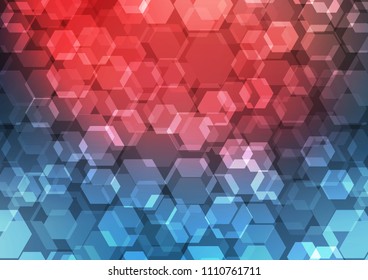 Dark Blue, Red vector hexagon mosaic pattern. Shining illustration, which consist of hexagons. The template can be used as a background for cell phones.