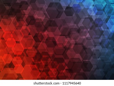 Dark Blue, Red vector hexagon mosaic background. A sample with polygonal shapes. The elegant pattern can be used as part of a brand book.