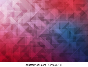 Dark Blue, Red vector hexagon mosaic cover. Brand new colored illustration in blurry style with gradient. Triangular pattern for your business design.