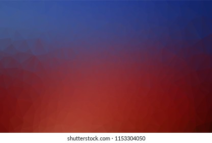 Dark Blue, Red vector hexagon mosaic cover. Creative geometric illustration in Origami style with gradient. The polygonal design can be used for your web site.