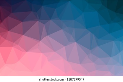 Dark Blue, Red vector hexagon mosaic cover. Geometric illustration in Origami style with gradient.  Brand new style for your business design.