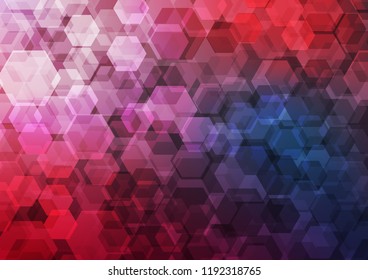 Dark Blue, Red vector hexagon mosaic template. Colorful abstract illustration with gradient. A new texture for your design.