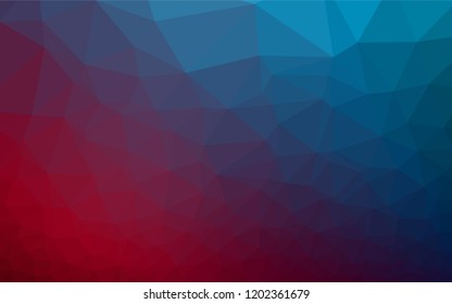 Dark Blue, Red vector hexagon mosaic template. Geometric illustration in Origami style with gradient.  The best triangular design for your business.