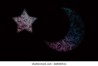 Dark Blue, Red vector illustration which consist of circles. Dotted gradient design for your business. Creative geometric background in halftone style with colored spots.