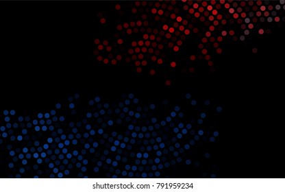 Dark Blue, Red vector illustration which consist of circles. Dotted gradient design for your business. Creative geometric background in halftone style with colored spots.