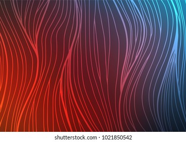 Dark Blue, Red vector indian curved pattern. Doodles on blurred abstract background with gradient. Hand painted design for web, leaflet, textile.