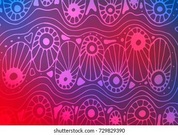 Dark Blue, Red vector indian curved pattern. Creative illustration in blurred style with doodles and Zen tangles. Brand-new design for your business.