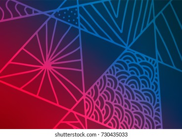 Dark Blue, Red vector indian curved pattern. A vague abstract illustration with doodles in Indian style. The elegant pattern can be used as a part of a brand book.
