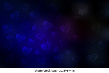 Dark Blue, Red vector layout with sweet hearts. Illustration with hearts in love concept for valentine's day. Template for Valentine's greeting postcards.