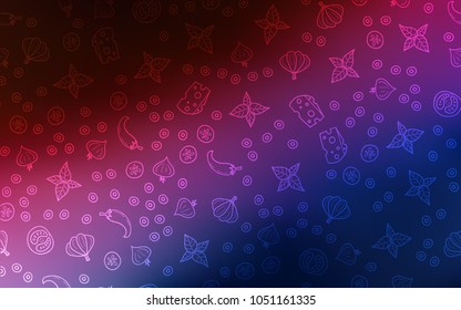 Dark Blue, Red vector layout with restaurant food. Blurred decorative design of snacks in doodle style. Pattern for ad, booklets, leaflets of restaurants.