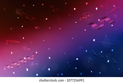 Dark Blue, Red vector layout with festival confetti. Decorative shining illustration with ribbons on abstract template. Beautiful design for your business advert of anniversary.