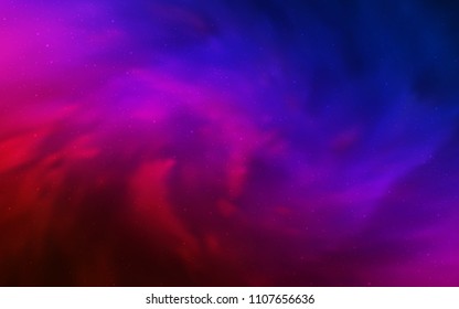 Dark Blue, Red vector layout with cosmic stars. Glitter abstract illustration with colorful cosmic stars. Best design for your ad, poster, banner.
