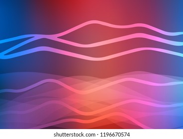 Dark Blue, Red vector layout with wavy lines. Decorative shining illustration with lines on abstract template. The pattern can be used as ads, poster, banner for commercial.