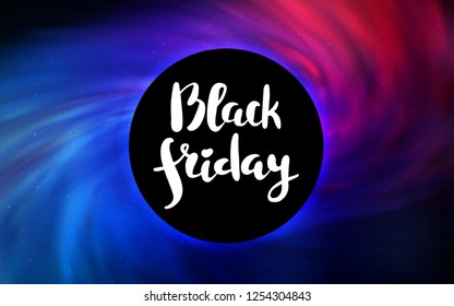 Dark Blue, Red vector layout with a black hole, universe. Decorative design in space style with a black hole. Template for Black Friday sales.