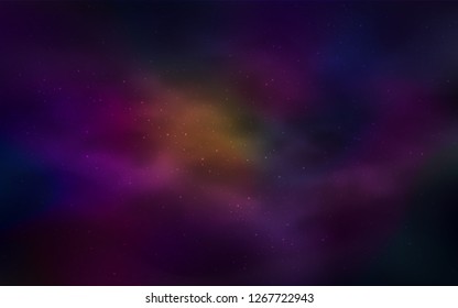 Dark Blue, Red vector layout with cosmic stars. Shining colored illustration with bright astronomical stars. Pattern for futuristic ad, booklets.