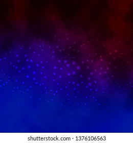 Dark Blue, Red vector layout with bright stars. Shining colorful illustration with small and big stars. Pattern for new year ad, booklets.