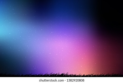 Dark Blue, Red vector layout with cosmic stars. Glitter abstract illustration with colorful cosmic stars. Pattern for futuristic ad, booklets.