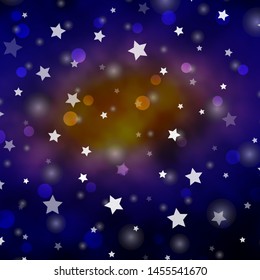 Dark Blue, Red vector layout with circles, stars. Colorful disks, stars on simple gradient background. Texture for window blinds, curtains.