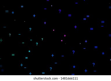 Dark Blue, Red vector layout with algebra elements. Colored mathematic signs with gradient on white background. Template for landing page of typography.