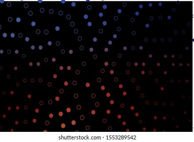 Dark Blue, Red vector layout with circle shapes. Glitter abstract illustration with blurred drops of rain. Pattern of water, rain drops.