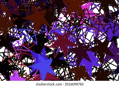 Dark Blue, Red vector layout with bright stars. Shining colored illustration with stars. Pattern for astronomy websites.