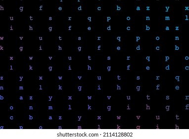 Dark blue, red vector layout with latin alphabet. Shining illustration with ABC symbols on abstract template. Template can be used as a background for ads of typography.