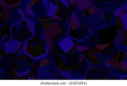 Azul oscuro, diseño vectorial rojo con formas hexagonales. Ilustración abstracta con hexágonos coloridos. Diseño para su anuncio comercial.