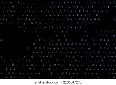 Dark blue, red vector layout with latin alphabet. Shining illustration with ABC symbols on abstract template. Template can be used as a background for ads of typography.
