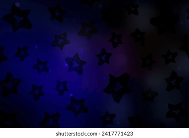 Dark Blue, Red vector layout with bright stars. Decorative shining illustration with stars on abstract template. Pattern for astronomy websites.