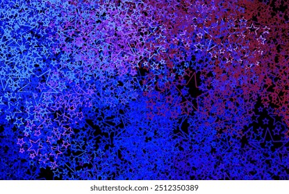 Dark Blue, Red vector layout with bright stars. Stars on blurred abstract background with gradient. Pattern for astronomy websites.