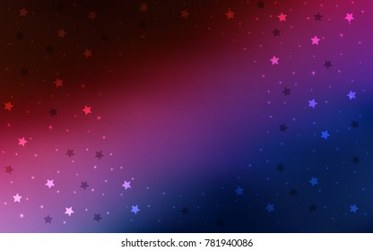 Dark Blue, Red vector layout with bright stars. Blurred decorative design in simple style with stars. The pattern can be used for wrapping gifts.